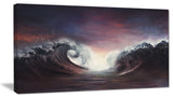 "Dark Parting Ocean With Colorful Clouds" Seashore Wall Art, 32"x16"