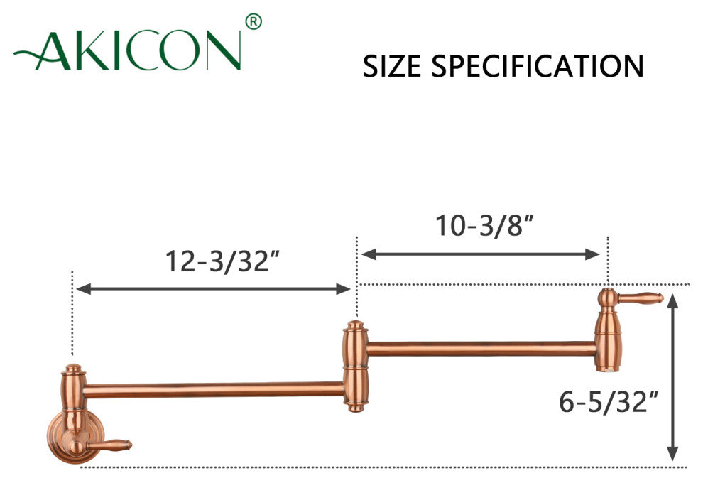 Copper Pot Filler Kitchen Faucet Wall-Mounted, Copper