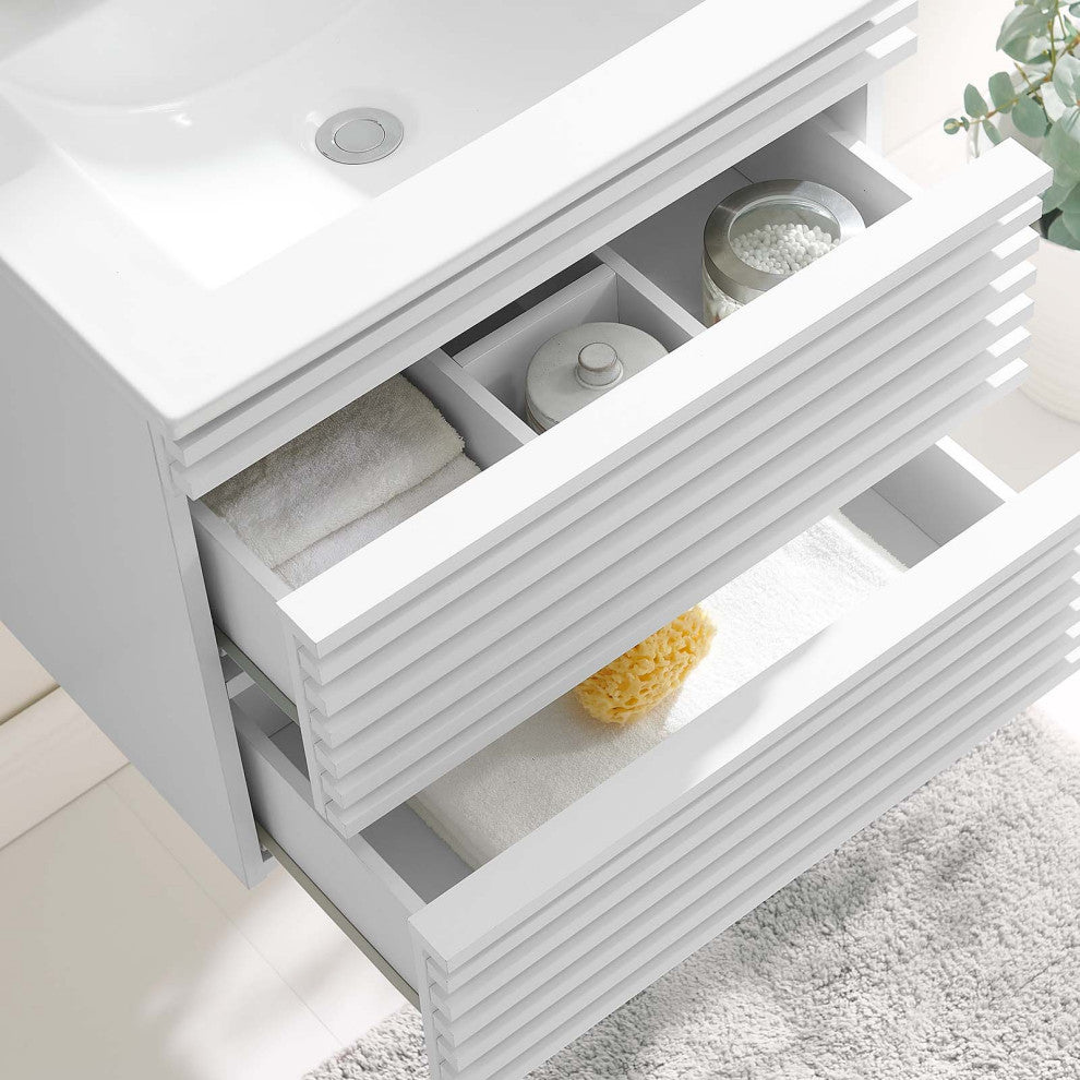 Render 24" Wall-Mount Bathroom Vanity, White White