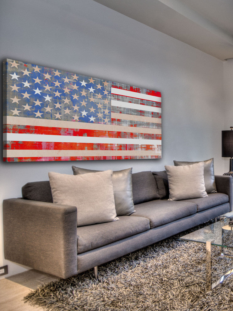 "USA Flag" Fine Art Canvas Print, 45"x15"