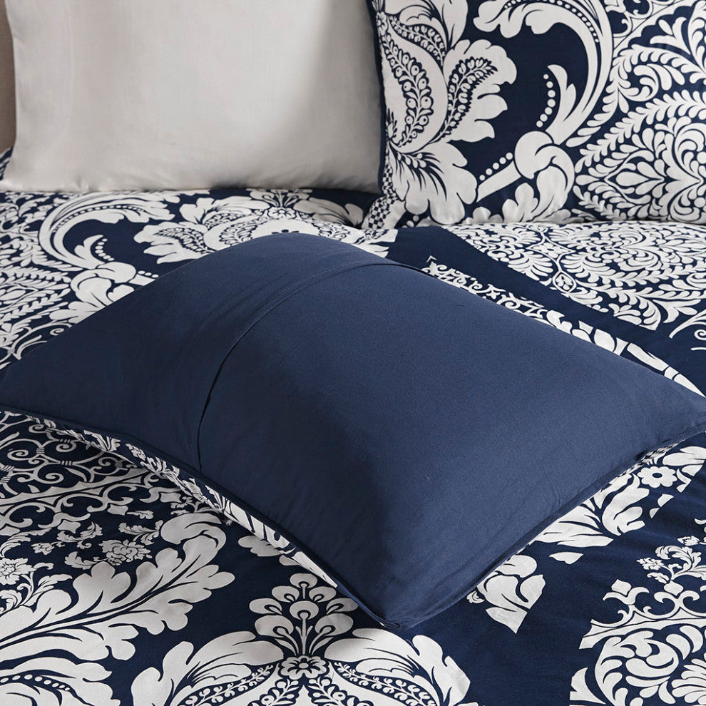 Madison Park Vienna 7 Piece Cotton Printed Comforter Set in Indigo