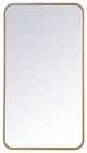 Ellis Soft Corner Metal Rectangular Mirror, Brass, 20"x36"