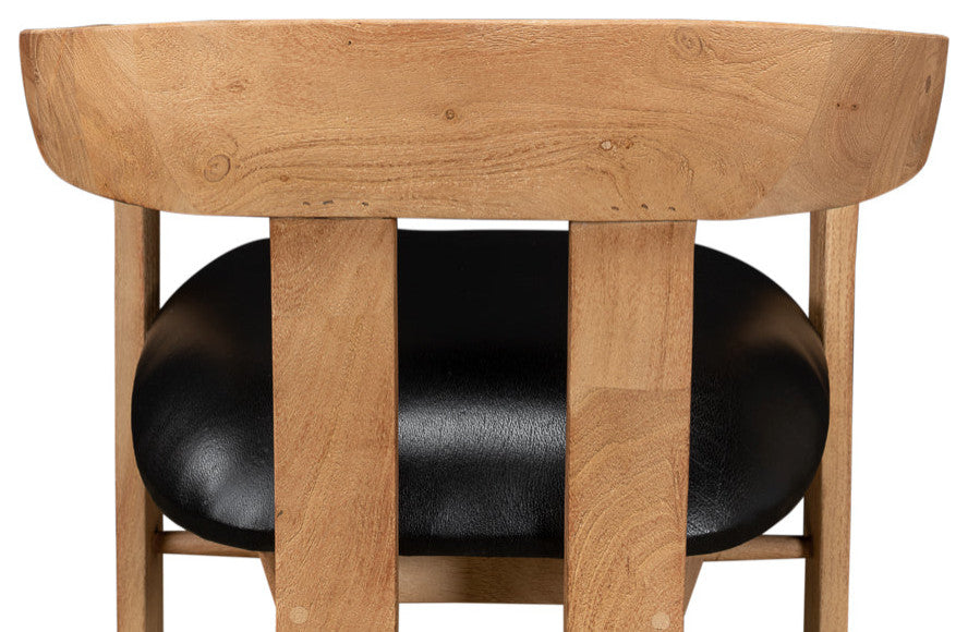 Rift Dining Chairs Set of 2 Black Leather Seat Curved Back