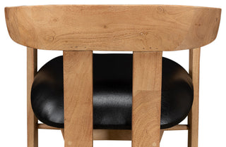 Rift Dining Chairs Set of 2 Black Leather Seat Curved Back