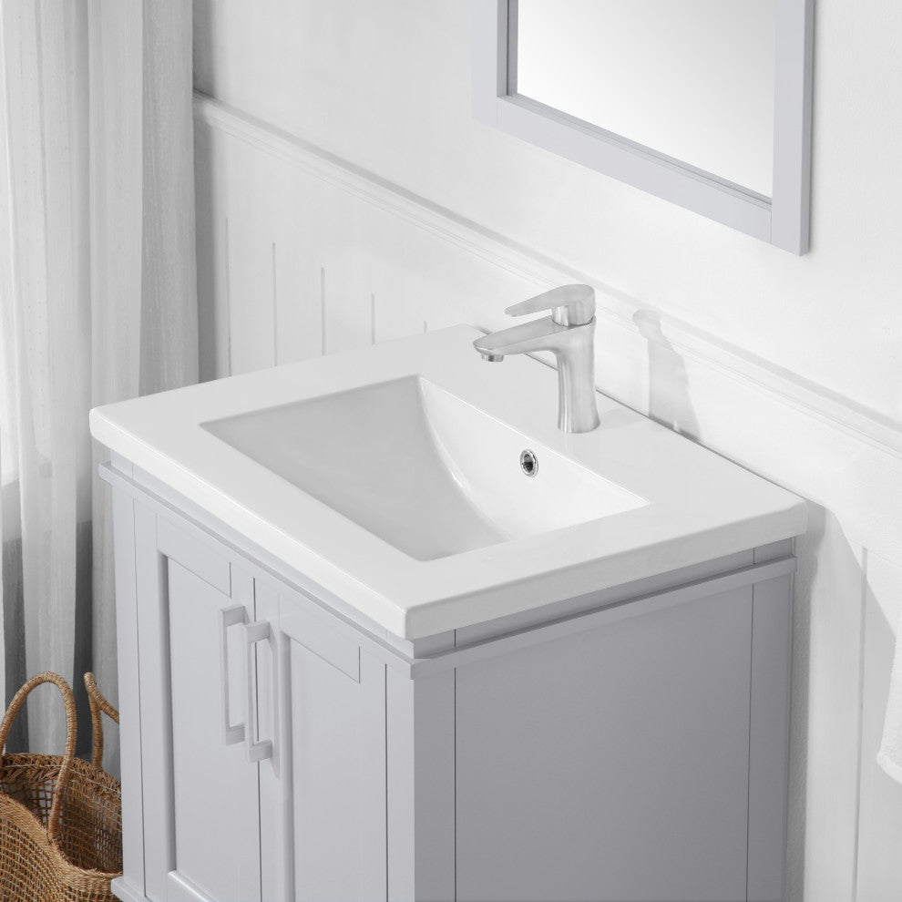 Ove Decors Brighton 24" Single Sink Vanity, Dove Gray With Nickel Hardware