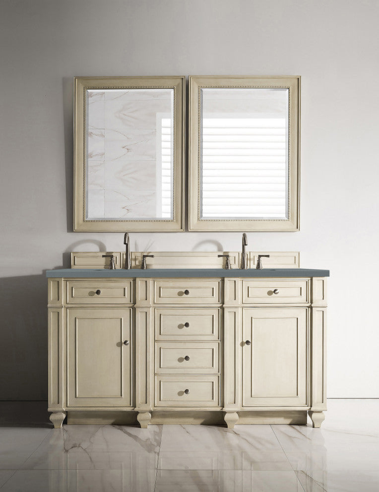 James Martin 157-V60D-VV-3CBL Bristol 60" Double Vanity Vintage Vanilla w/ 3 CM