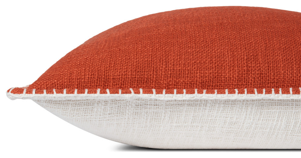 Loloi PLL0109 Orange 22'' x 22'' Cover, Down Pillow