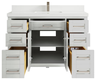 Cambridge 48 Single Sink Bath Vanity in Coventry Gray 2" White Quartz