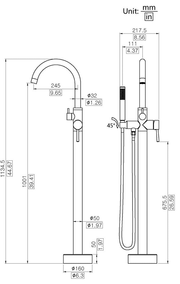 Free Standing Tub Filler, Polished Chrome
