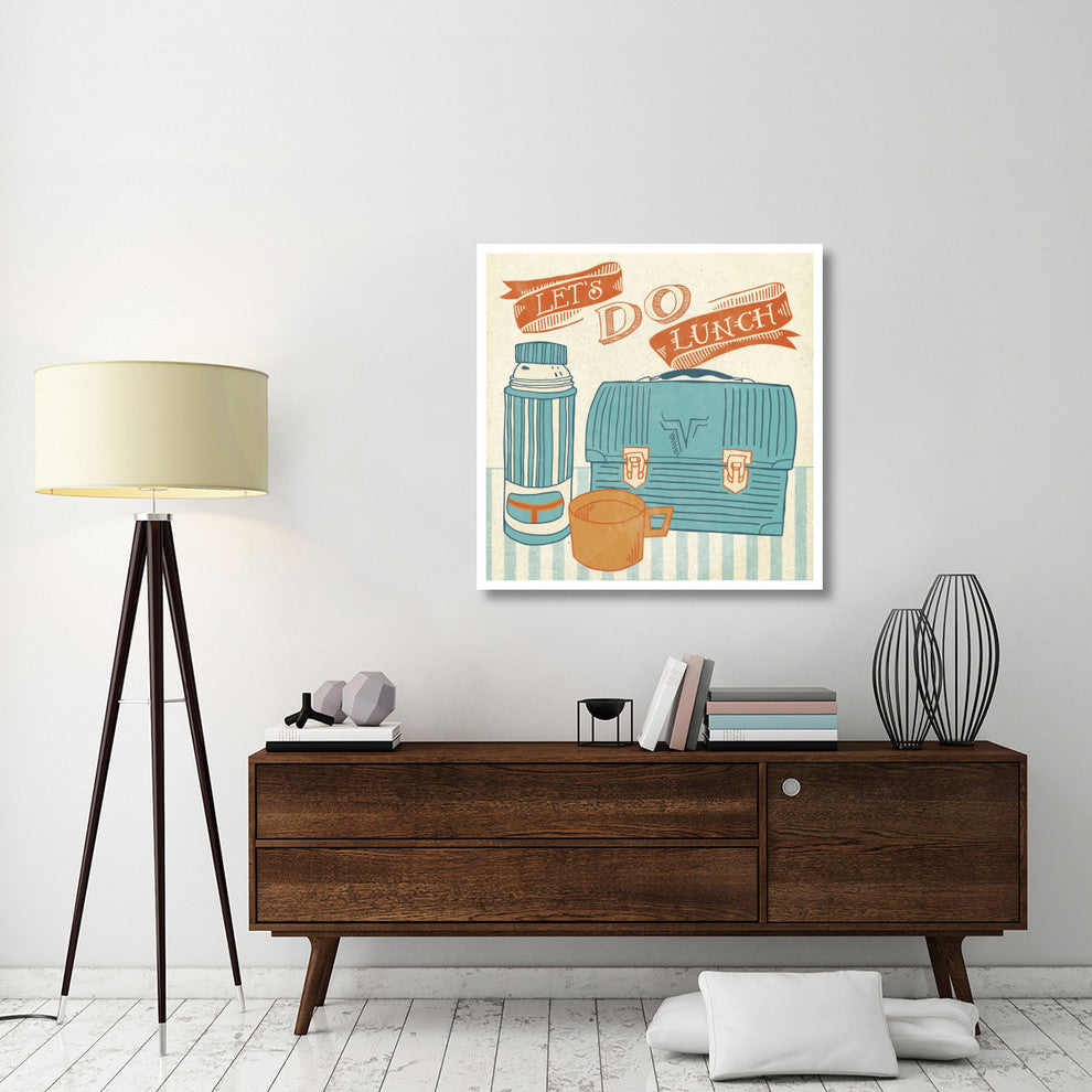 "Lets Do Lunch Orange" Digital Paper Print by Mary Urban, 38"x38"