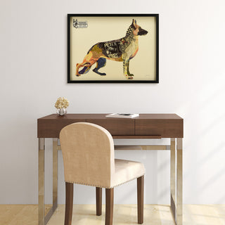 German Shepherd Dog Dimensional Handmade Collage Wall Art Framed Under Glass