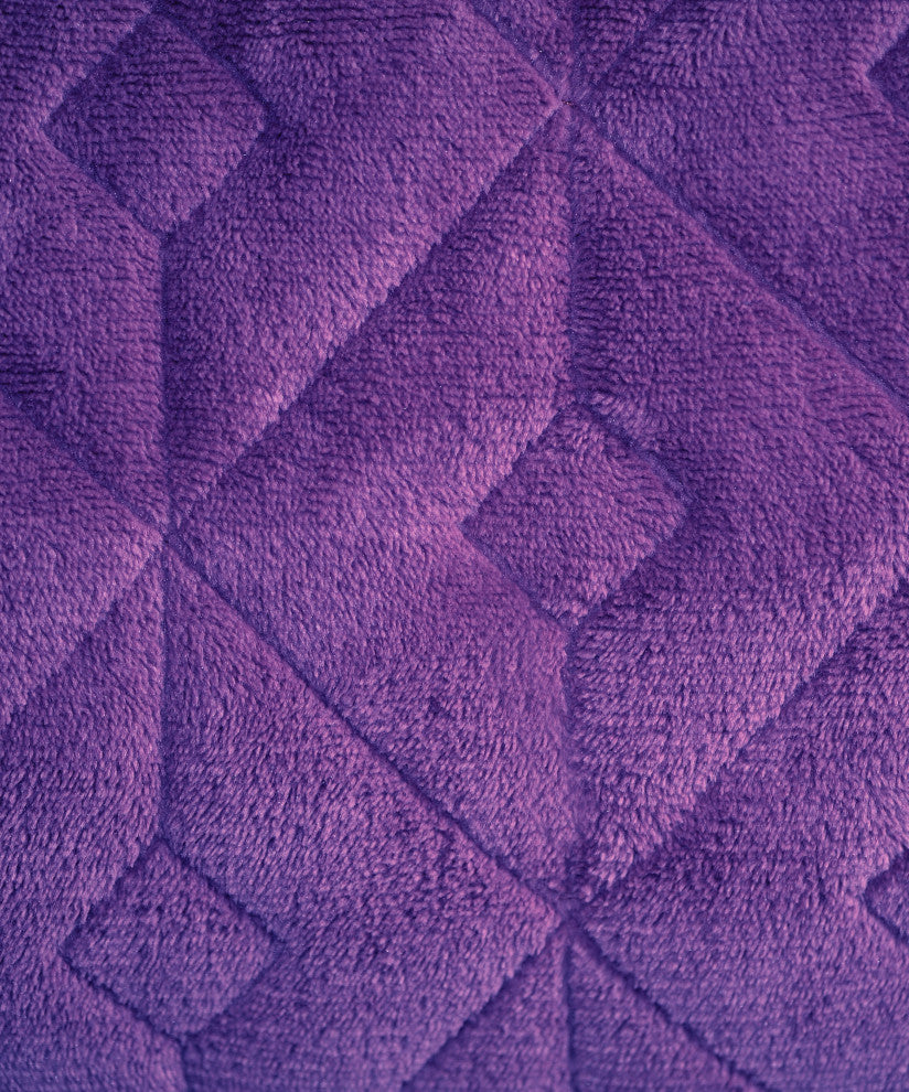 Diamond Square Quilted Coverlet 4-Piece Bedspread Set, Purple, King