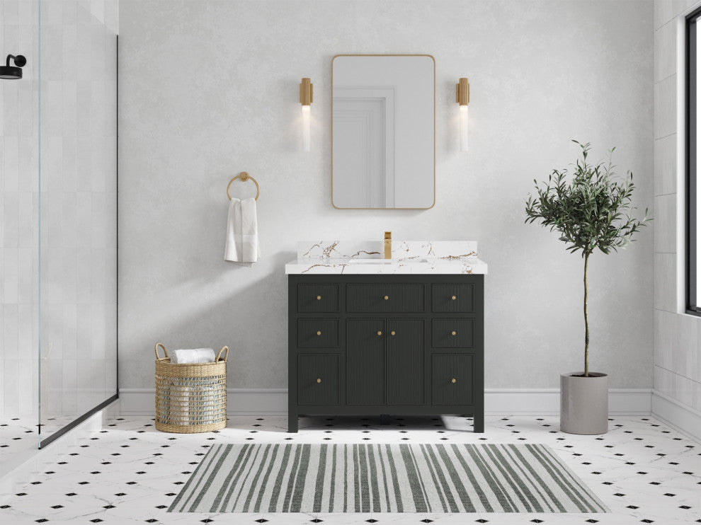 Sonoma 42" Single Sink Bath Vanity in Black Top, 2"  Viola Brown