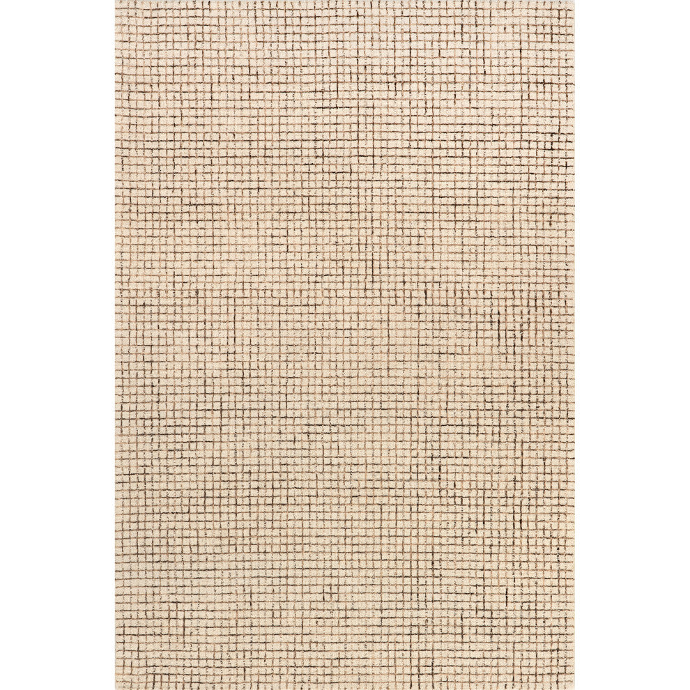 Melrose Checked Wool Area Rug, Cream 8''x10''