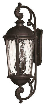 Windsor Extra Large Outdoor Wall Sconce, Black With Clear Water Glass Glass