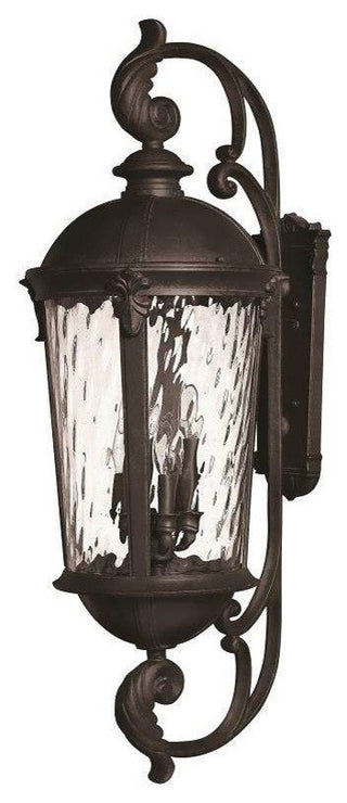 Windsor Extra Large Outdoor Wall Sconce, Black With Clear Water Glass Glass
