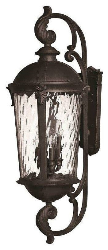 Windsor Extra Large Outdoor Wall Sconce, Black With Clear Water Glass Glass