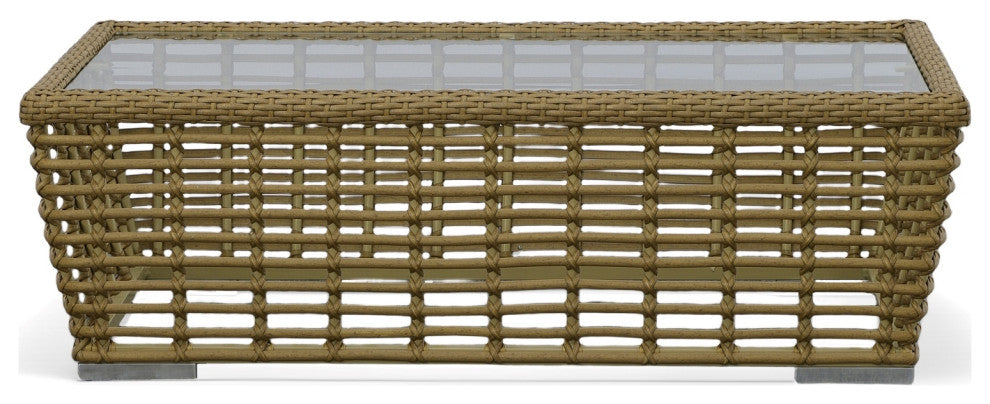 Renava Ko Tao Outdoor Glass, Wicker Coffee Table
