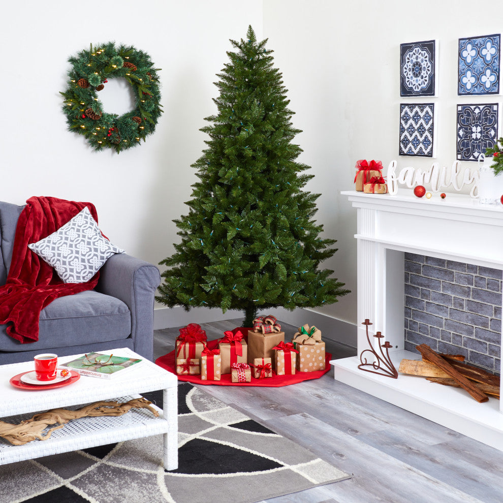 6.5' Vermont Spruce Faux Xmas Tree W/ Multifunction Lights & Bendable Branches
