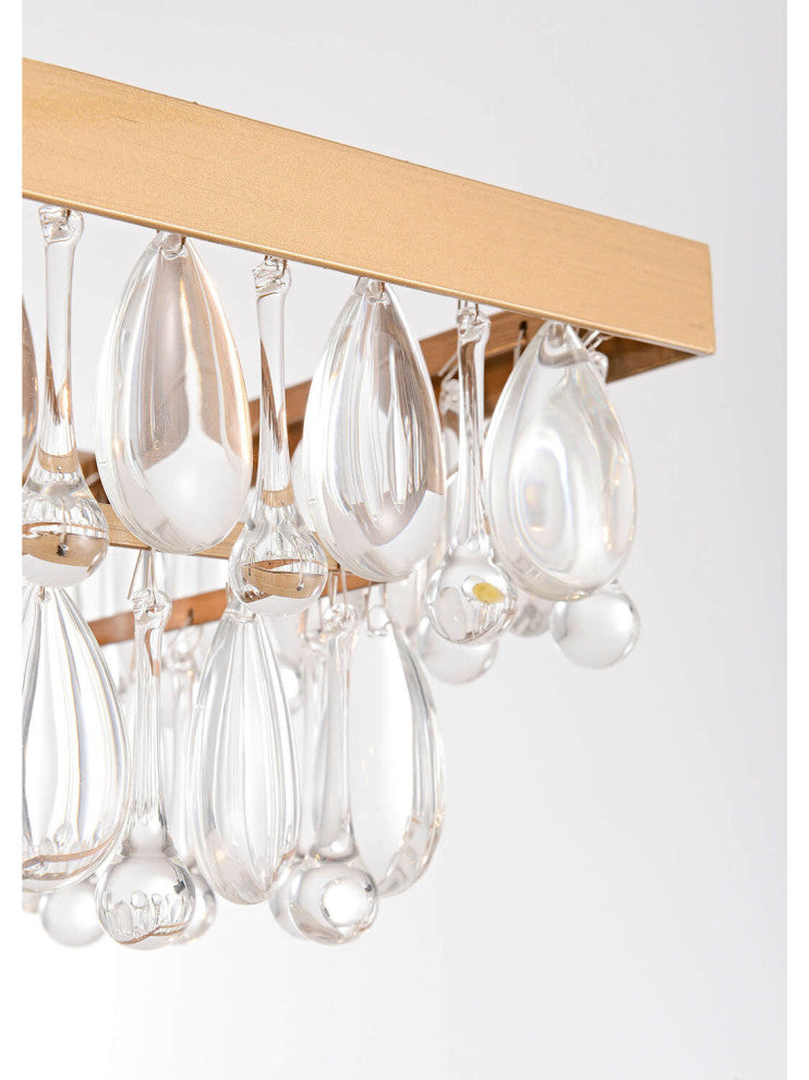 Belle Brushed Brass 8-Light Teardrop Rectangle Larger Chandelier