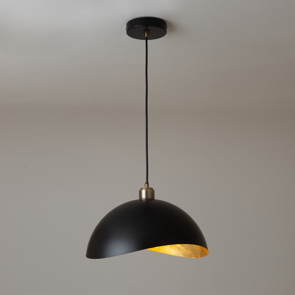 Luna Bella Pendant Light Large, Matte Black, Weathered Brass