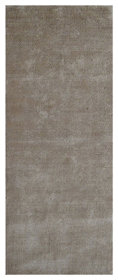 Hand Knotted Loom Silk Mix Area Rug Solid Beige