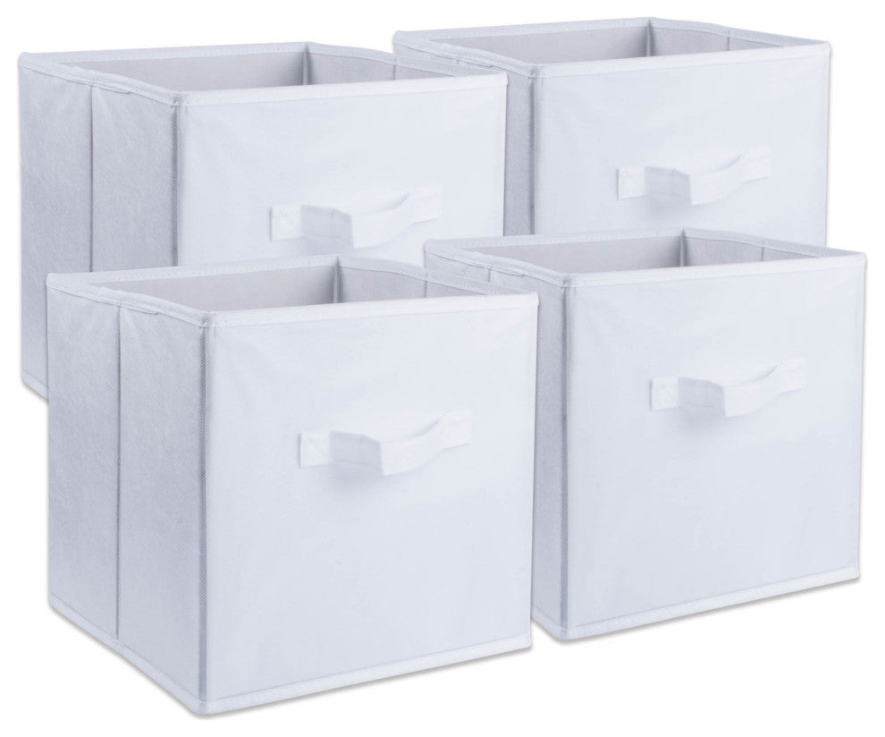 DII Nonwoven Polypropylene Cube Solid White Square  (Set of 4)
