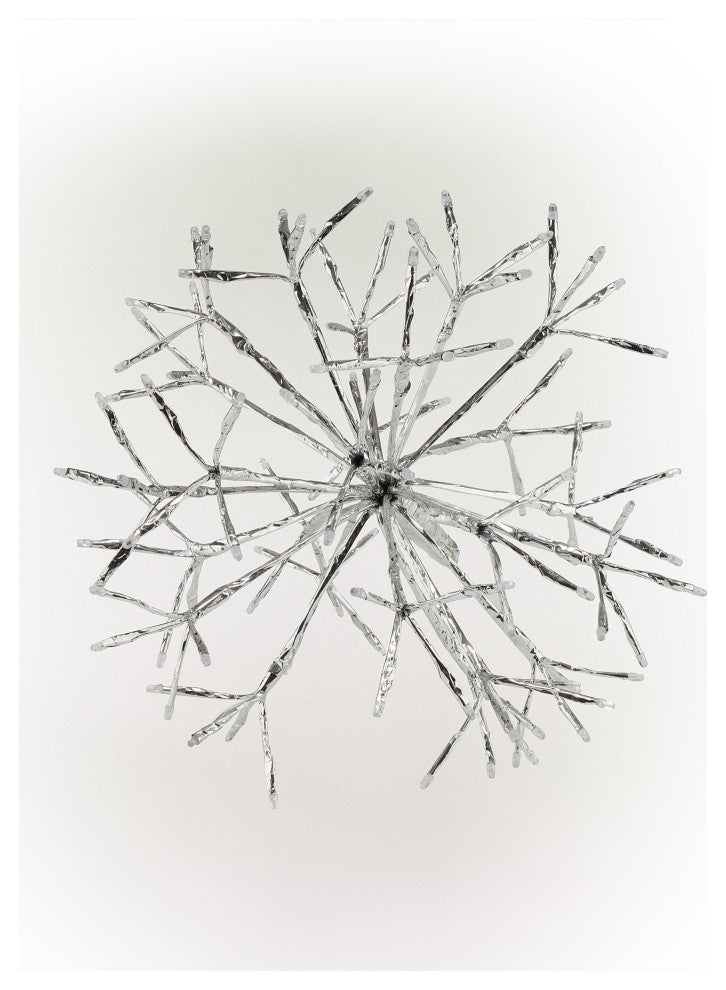 16"H Indoor Holiday 3D Snowflake Hanging Ornament with LED Lights, White