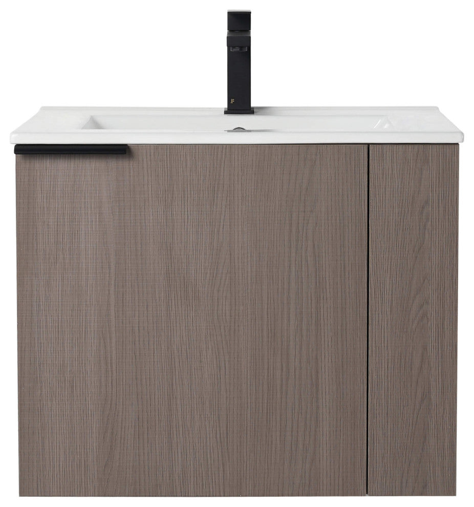 Fine Fixtures Elmridge Modern Bathroom Vanity, Gray Oak, 24", Right Hand