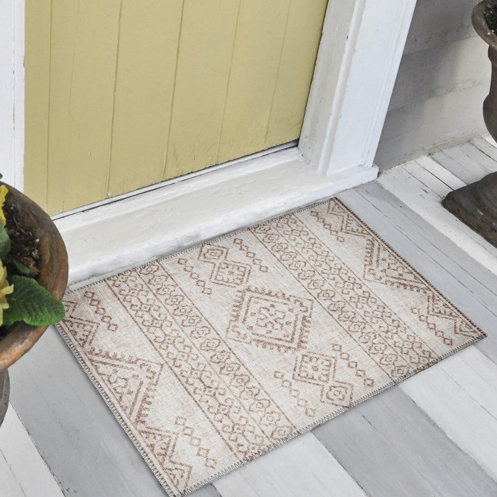 Indoor/Outdoor Sedona SN14 Putty Machine Washable 1'8" x 2'6" Rug