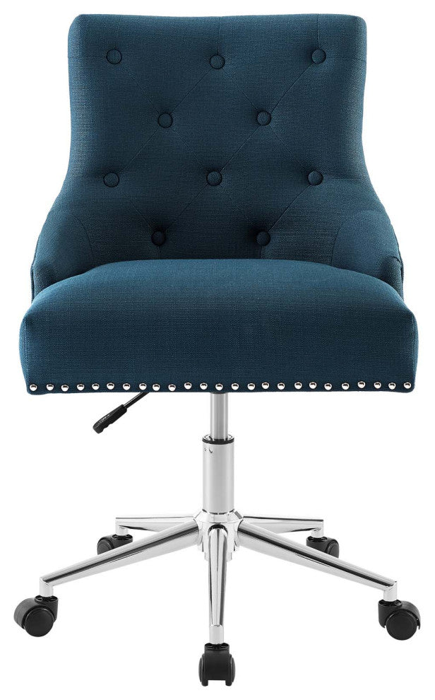 Regent Tufted Button Swivel Upholstered Fabric Office Chair Azure