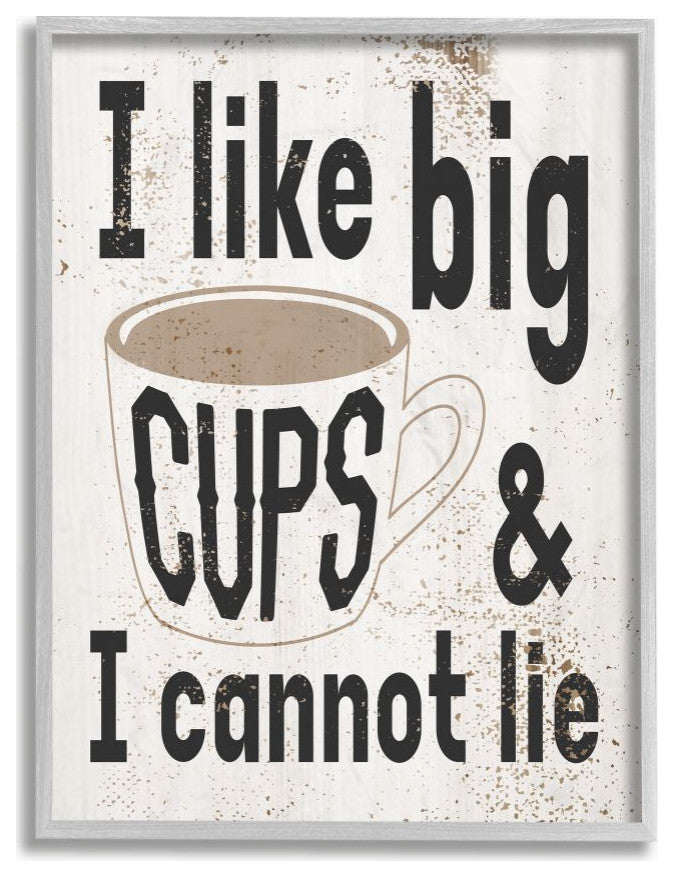 Big Cups Funny Word Kitchen Dining Room Paint Design, 11"x14"