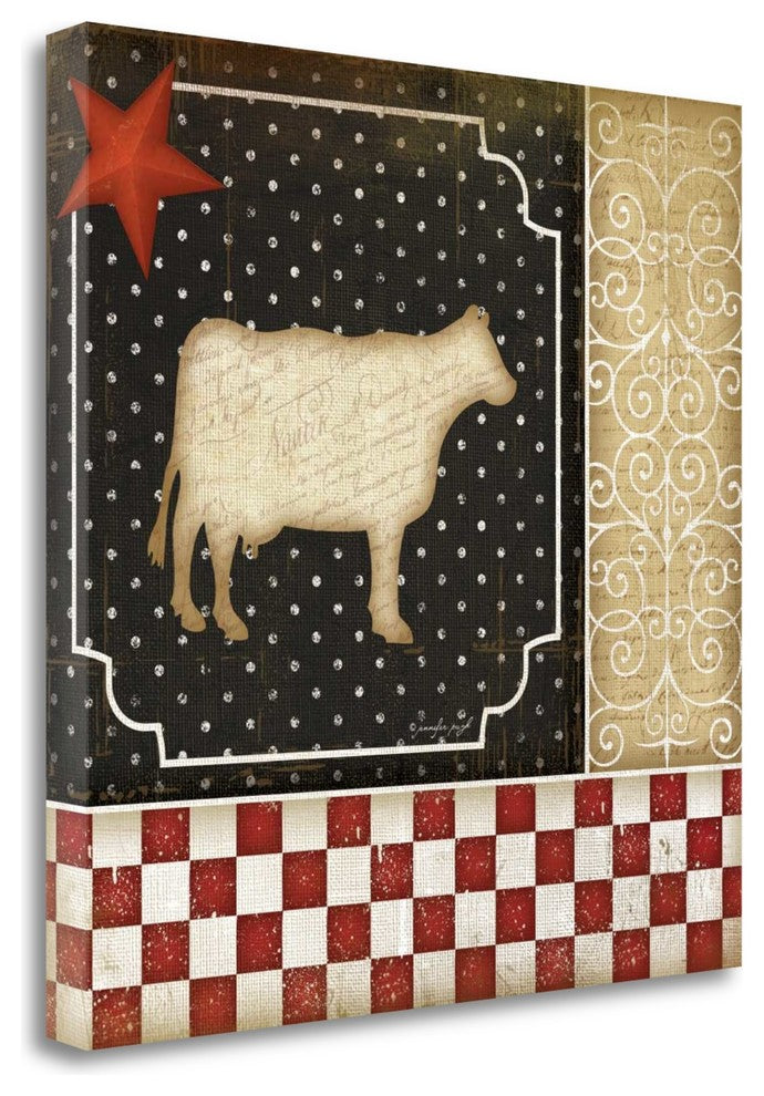 "Country Kitchen - Cow" By Jennifer Pugh, Giclee Print on Gallery Wrap Canvas