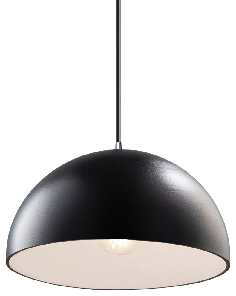Dome 1-Light Pendant, Carbon Matte Black, Polished Chrome, Black Cord