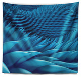 Abstract Blue Wavy Background Abstract Wall Tapestry, 80"x68"