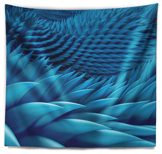 Abstract Blue Wavy Background Abstract Wall Tapestry, 80"x68"