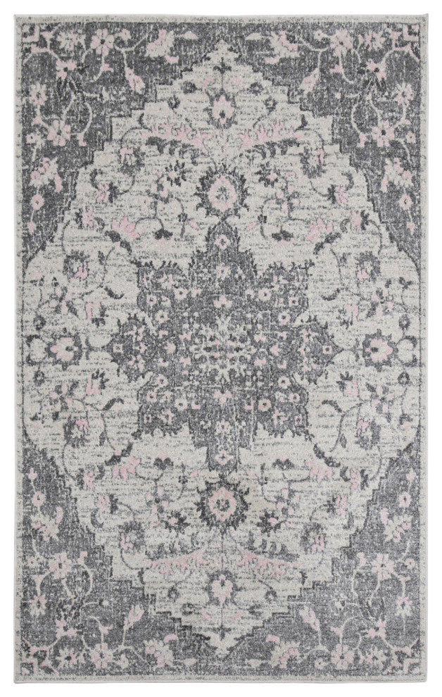 Montana Herris Area Rug, Gray, 5'3" x 7'6", Medallion