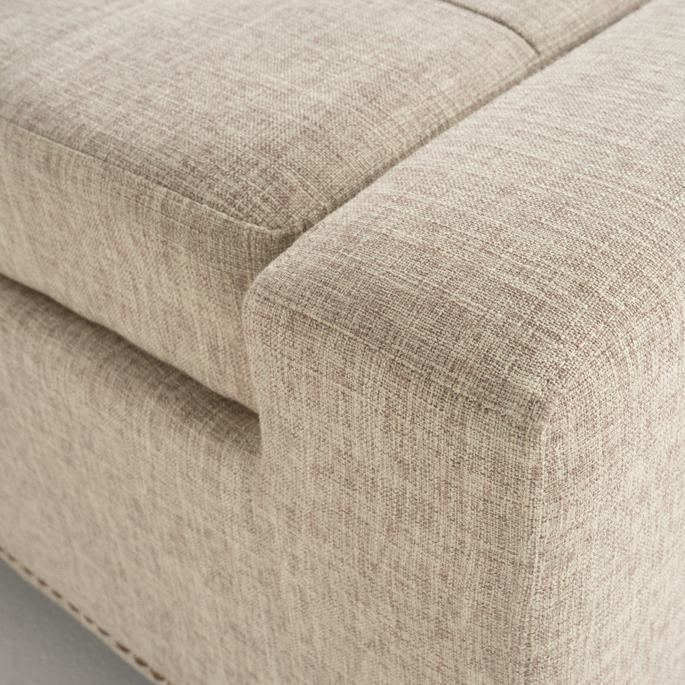 GDF Studio Espana Wheat Fabric Storage Ottoman With Studs