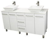 Windbay 60" Free Standing Double Vanity, White, White Stone Flat Countertop