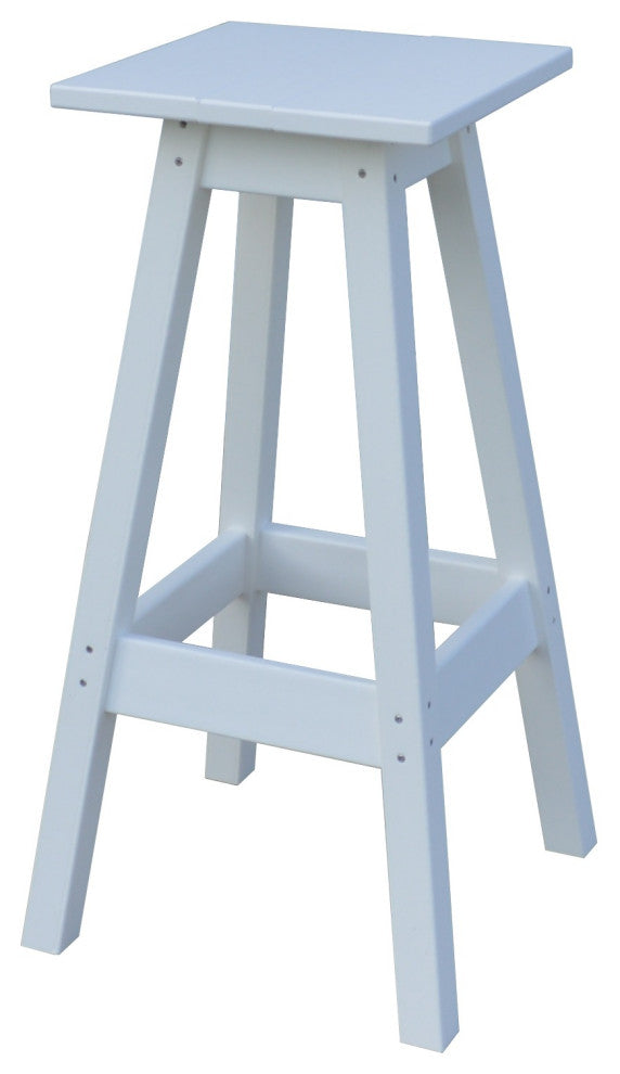Poly Lumber Bar Stool, White, Bar Height, Square