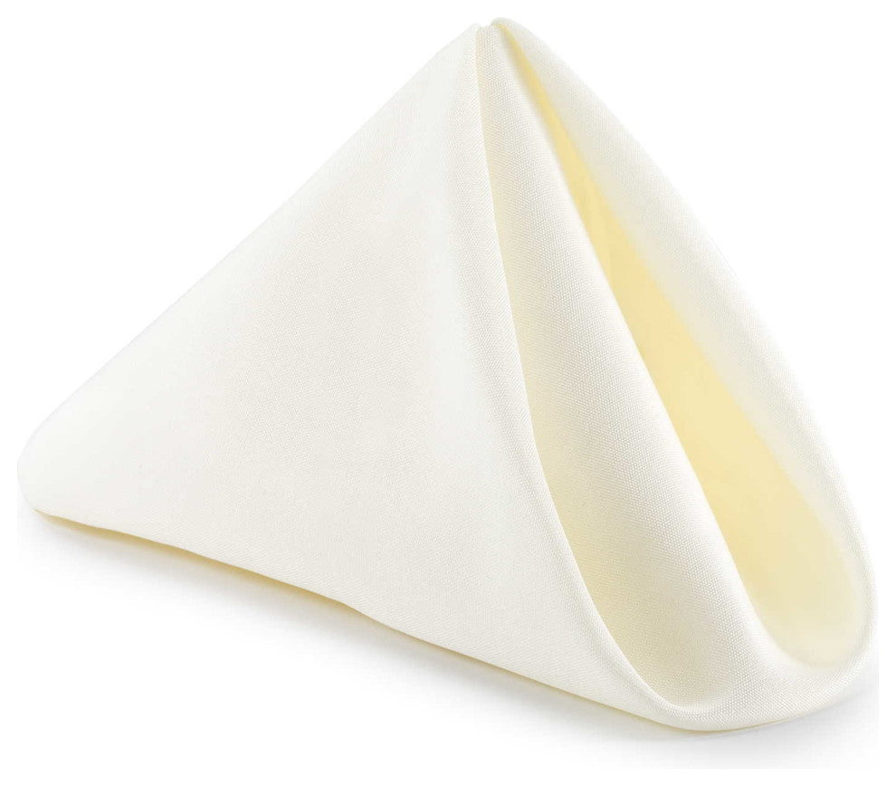 1 Dozen 17" Cloth Dinner Table Napkins for Weddings - Polyester Fabric Ivory