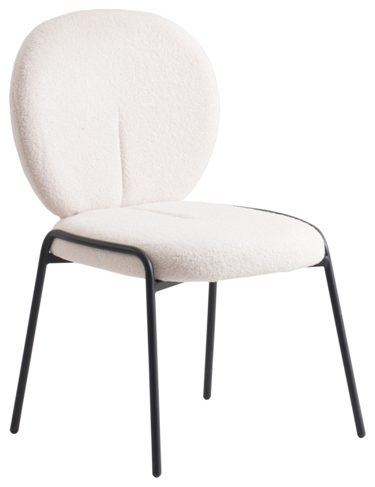 Boucle Dining Side Chair with Black Powder Coated Iron Frame