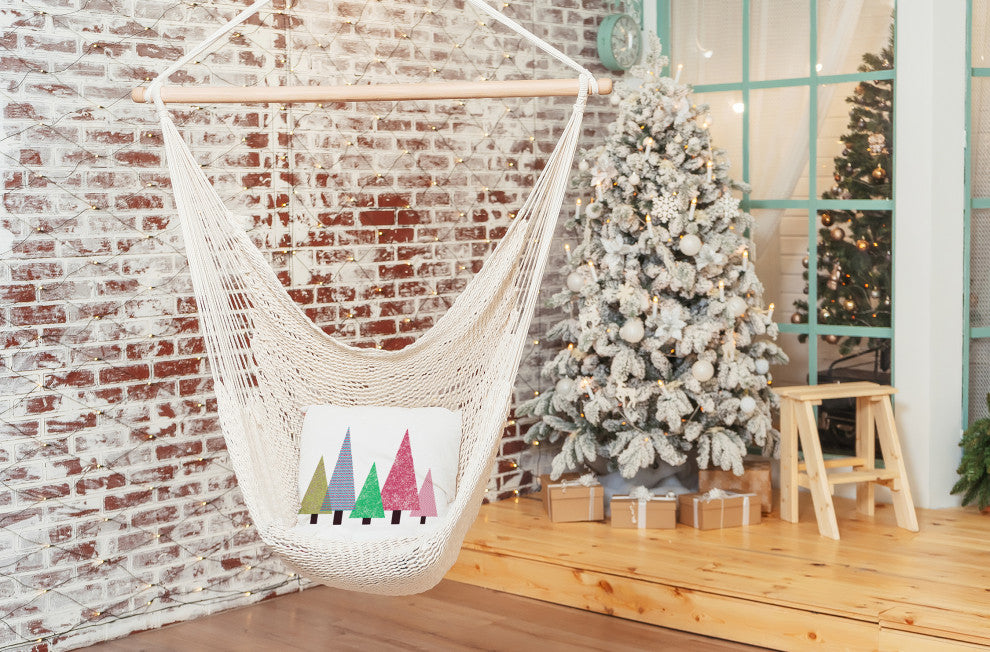 Triangle Trees Indoor/Outdoor Throw Pillow, Bright Green, 20"x20"