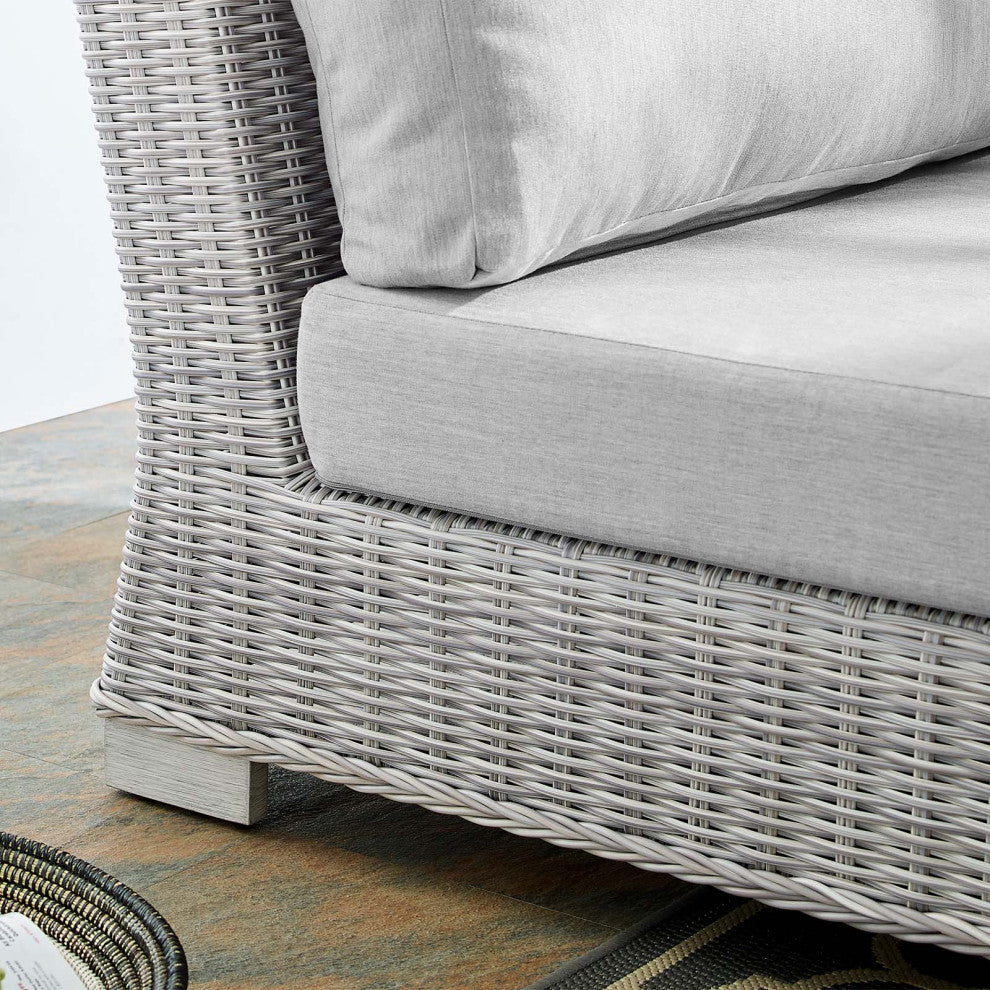 Lounge Chair, Sunbrella, Rattan, Wicker, Gray, Modern, Outdoor Patio Cafe