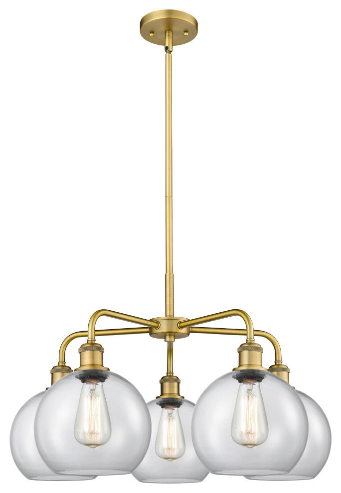 Athens 5-Light 26" Stem Chandelier, Brushed Brass, Clear