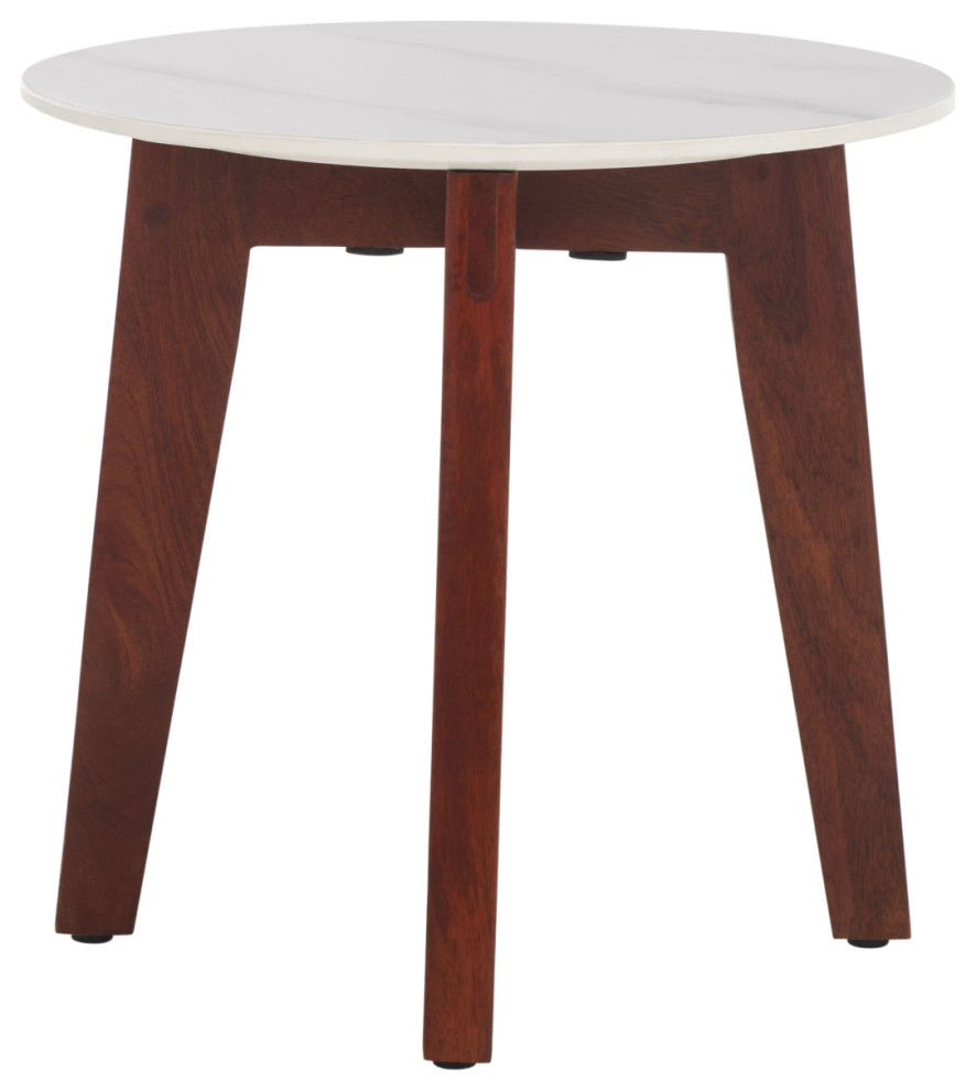 Safavieh Helley Ceramic Accent Table, White/Walnut