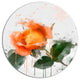 Orange Rose Sketch Watercolor, Modern Floral Round Metal Wall Art, 36"