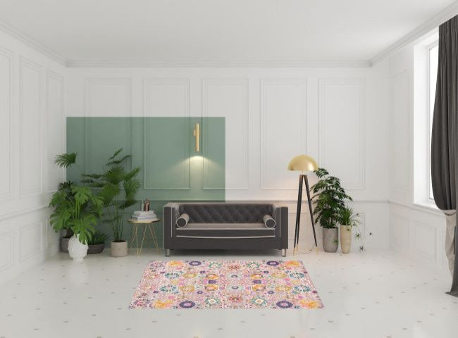 5' X 7' Gray and Pink Floral Power Loom Distressed Area Rug