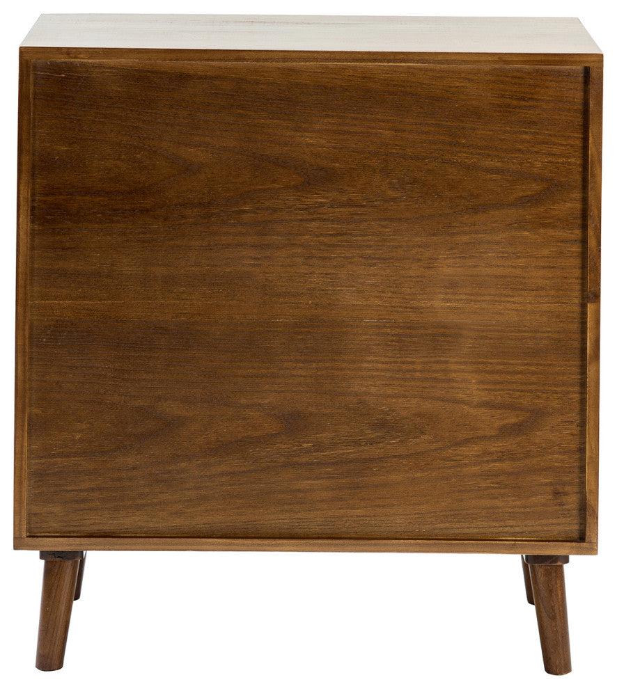 2-Door Accent Storage Cabinet, Solid Wood and Rattan, Cherry