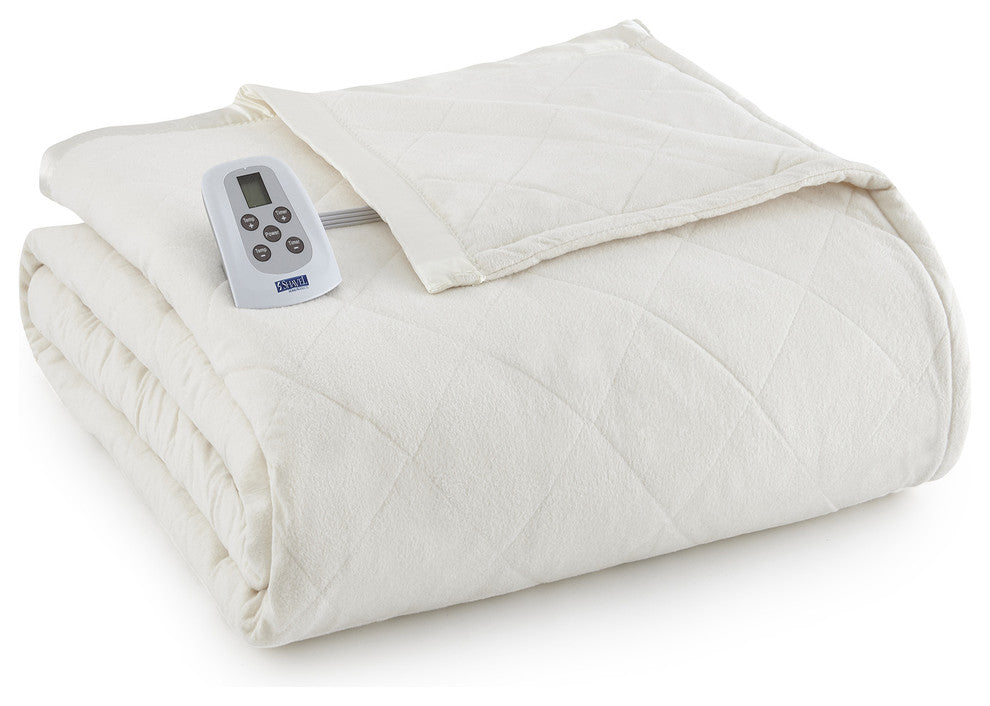Micro Flannel Electric Heated Comforter, Ivory, Full